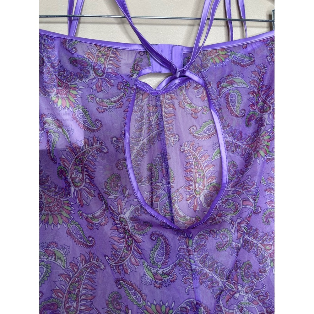 Savage X Fenty Purple Paisley Sheer Mesh Stirrup Leggings Strappy V-Waist 3X NWT - Picture 5 of 8